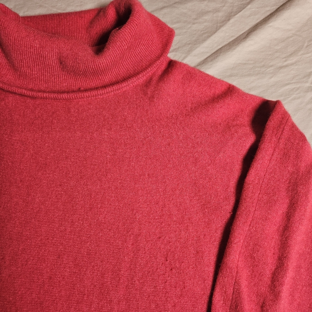 MAX STUDIO 100% 2-Ply Cashmere Cowl Neck Sweater Red Rosy Tunic M (See Flaw)
